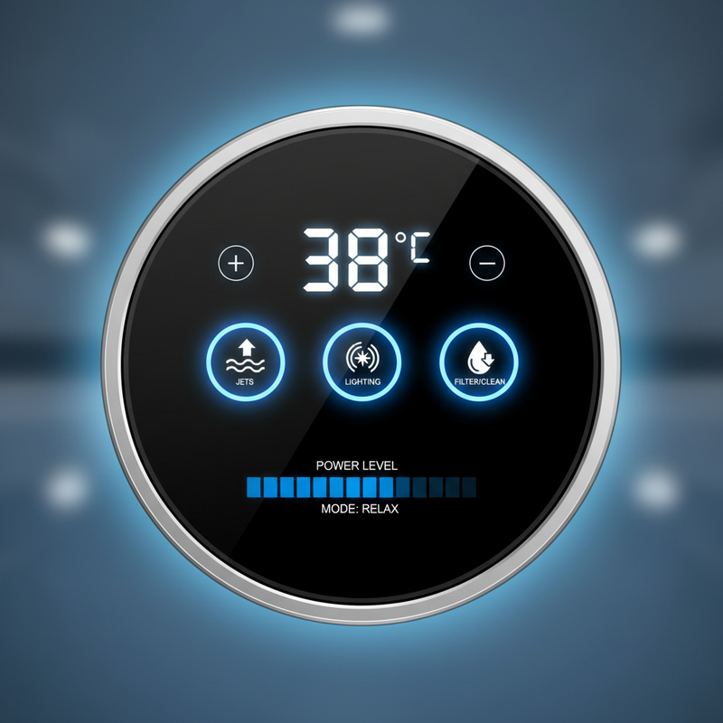 make an image for my icon on a whirlpool image - ✅ Hotspot 1 (left side near the control panel)

Title: Smart Digital Control Panel
Text:
Adjust temperature, jets, and lighting in seconds. Simple, intuitive controls so you can fine-tune your soak without leaving the water.