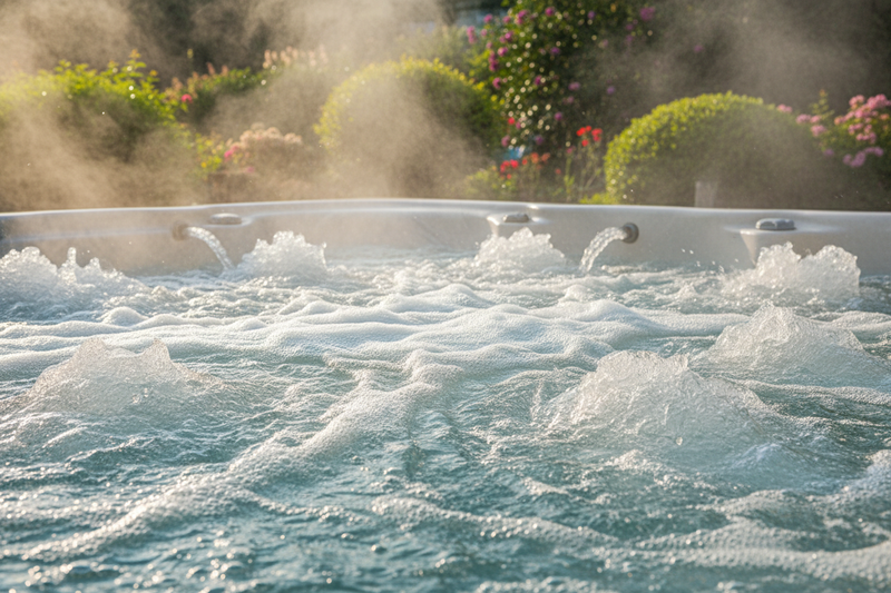 the water is bubbling from the jets 